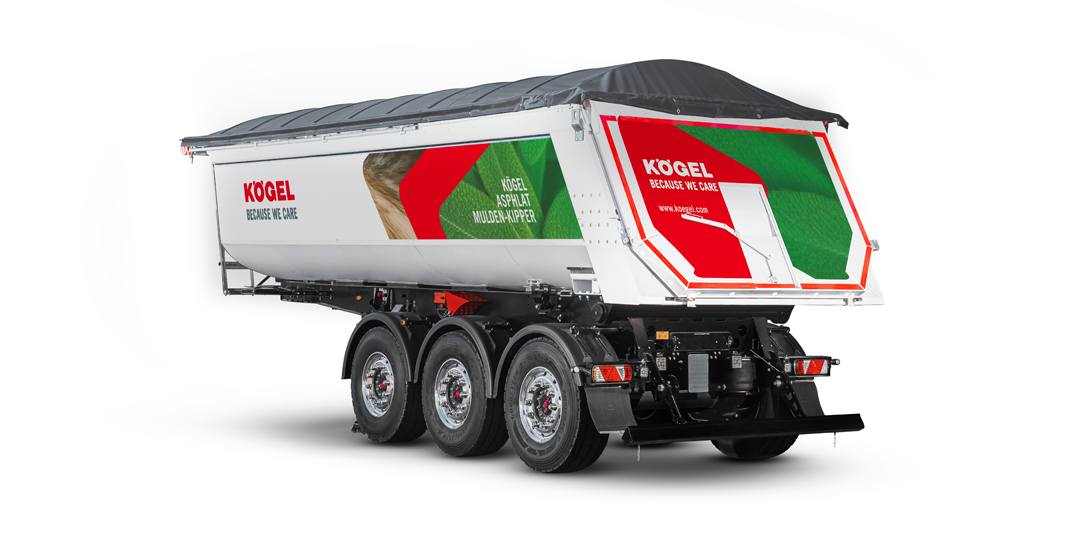 Wywrotka asfaltowa Kögel Asphalt Dump Truck widziana z tyłu, zdjęcie studyjne